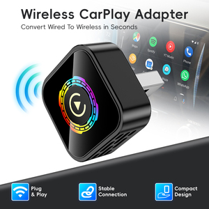 2 in 1 <b>Wireless</b> CarPlay <b>Adapter</b> Portable with Button Plug Play Built In WiFi Compact Design For Connection - Product Image 1
