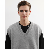 Chaleco de punto con cuello en V estilo universitario japonés para hombre, estilo coreano, a la moda en Instagram, estilo bad-boy, holgado, sin mangas, para otoño