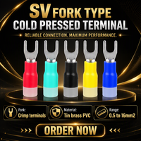 SV Terminal à sertir à froid de type fourche, Terminal pré-isolé à sertir à froid, Connecteur de câble en U, Cossière à sertir de type Y