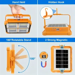 Lampe d'<span class=keywords><strong>urgence</strong></span> solaire LED portable 100W avec chargement USB, boîtier ABS, lampe <span class=keywords><strong>de</strong></span> signalisation pour camping extérieur et panne <span class=keywords><strong>de</strong></span> courant - Product Image 2