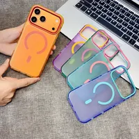 Coque de téléphone givrée translucide mate avec couleurs assorties pour iPhone 17 Pro Max, antichoc, magnétique et antidérapante