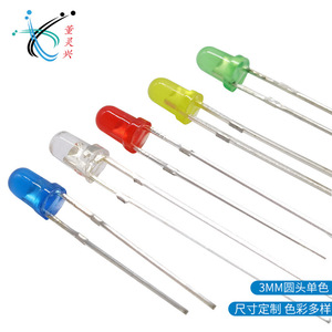 Leds de 3mm, Rojo, Verde, Azul, Blanco, Punta Redonda, Alto Brillo, Cable Corto, F3, Orificio Pasante - Product Image 4