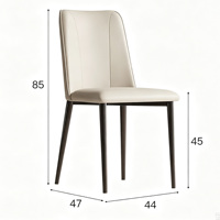 Chaise de salle à manger moderne en cuir ultra-fin, chaise d'appoint incurvée, chaise d'appoint avec pieds en métal noir pour salle à manger, cuisine, maison