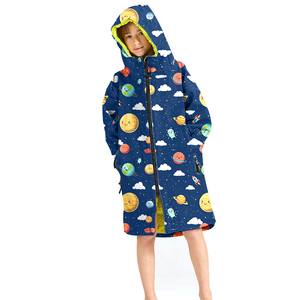 Chaqueta de Entrenamiento <span class=keywords><strong>Impermeable</strong></span> para Niños, con Forro Polar Sherpa Grueso, Cortavientos, Tipo Parka, con Capucha, para Cambiarse Después de Nadar - Product Image 4