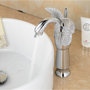 बेसिन नल के नए उच्च स्वैन नल मेहराब डिजाइन लक्जरी वॉश मिक्सर पीतल के गर्म और ठंडे टैप्स सोने के प्लेटेड सिंगल होल टैप - Product Image 3