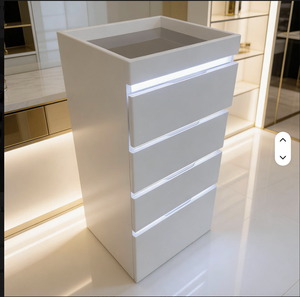 Carrito de Almacenamiento Moderno para Peluquería con 4 Cajones Profundos de Madera, Color Blanco, Independiente, para Hotel o Salón, con Ruedas Silenciosas - Product Image 2