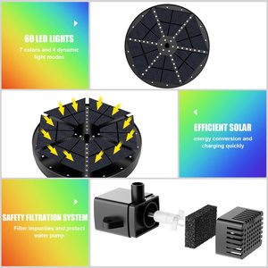 Fuente flotante de colores con energía Solar, Panel Solar, fuentes de agua para jardín con batería, luces Led para paisaje de piscina - Product Image 6