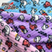 Kingcason – Nouvelle Tissu en Flanelle Imprimé Animaux de Dessin Animé Adorables avec Rayures sur les Deux Côtés pour Vêtements d'Enfants, Pyjamas, Couvertures et Coussins