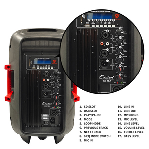 Enceintes actives professionnelles HYANKA EX-10A de 10 pouces, télécommande avant/arrière, 100 W RMS, boîtier en plastique pour son surround - Product Image 2