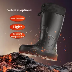 CHUDUN Нескользящие рабочие сапоги для поваров на флисовой подкладке, водонепроницаемые, маслостойкие, высокие, для кухни, пищевых производств, кейтеринга, работы в дождь - Product Image 5