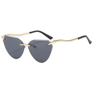 Lunettes de soleil de luxe pour femmes, monture en métal <span class=keywords><strong>serpent</strong></span>, sans monture, œil de chat, lunettes de soleil de créateur, monture dorée, verres en verre - Product Image 6