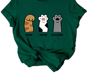 T-shirt Patte de Chat Pierre-Papier-Ciseaux – Motif Amusant Griffe de Chat – Humour Ludique pour Amateurs de Jeux – Nouveauté Imprimé Animal Mignon – T-shirt Oversize en Coton à Manches Courtes – Streetwear Décontracté - Product Image 5