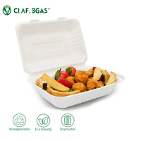 Boîte alimentaire jetable 100 % biodégradable en bagasse de canne à sucre avec couvercle pour aliments