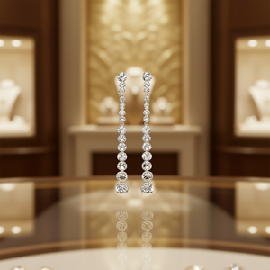 Boucles d'oreilles en cristal blanc champagne pour femmes, bijoux de mariage de luxe en argent 925 avec serti à griffes en forme de goutte d'eau - Product Image 2