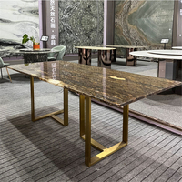 Table à manger en granit de luxe moderne avec 6 chaises Ensemble de meubles de salle à manger