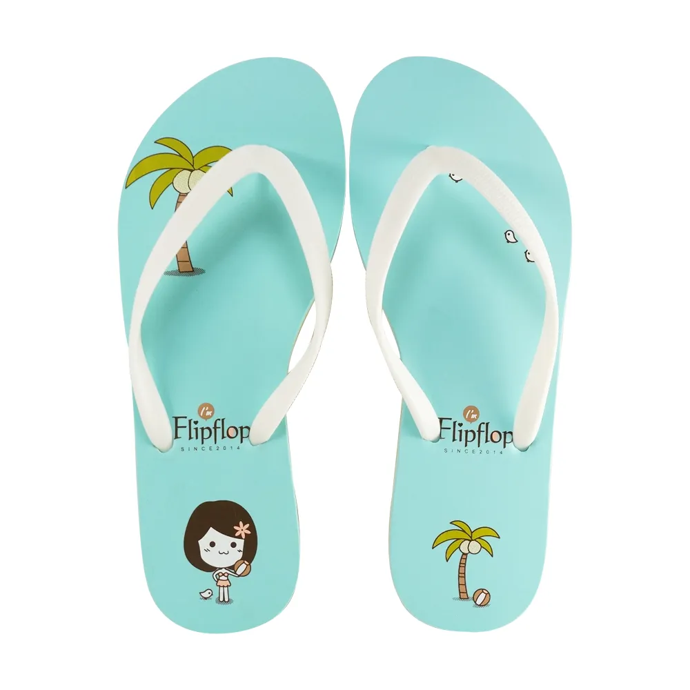 Wholesale Fashion Outdoor Ladies Outdoor Female Flat Flip Flop Women Flip Flop Coconut Tree Beach Slippers