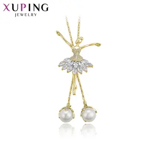 YMnecklace-01322 Xuping Jewelry Fashion elegant lovely design diamond and pearl set Ballerina girl style necklace for lady