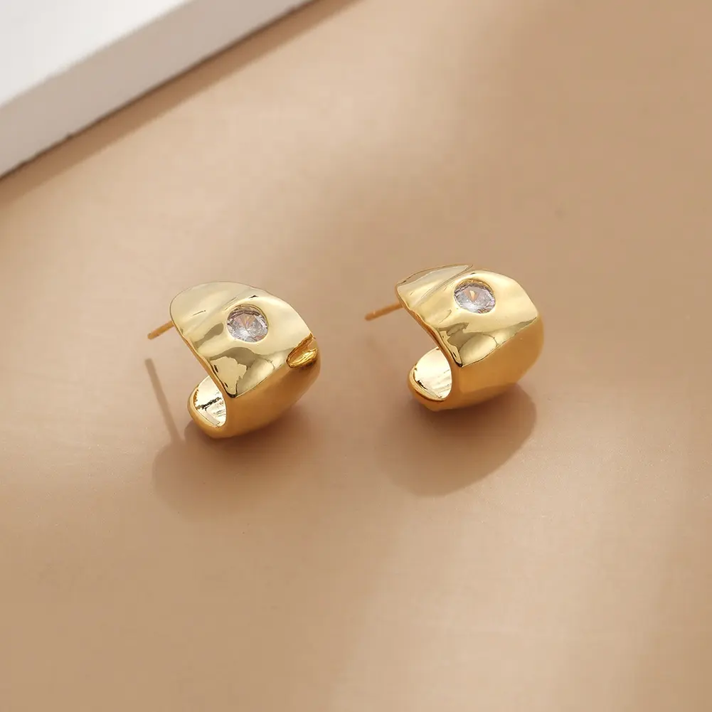 Orecchini a bottone in oro metallo minimi irregolari orecchini a bottone in zircone di alta qualità