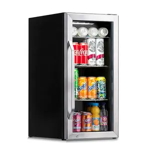 98L LED Tür flaschen kühler schwarzer Getränke kühlschrank eingebaut in Arbeits platte Kühlschrank Auto Display Vitrine eingebauter kleiner Kühler