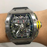 Montre mécanique pour homme de luxe haut de gamme avec boîtier en titane de grade 5, chronographe Flyback, réserve de marche de 55 heures et mouvement squelette.