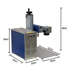 Mesin Penanda Laser Serat Optik Pengukiran Foto Perak Emas Besi Logam 20W 30W 50W 100W Printer Label Telinga