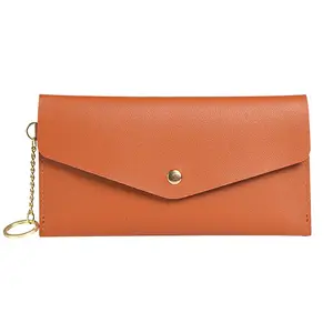 Portefeuille long en cuir PU à la mode pour femmes Portefeuilles minces en cuir PU avec boucle Porte-clés Emballage avec logo personnalisé