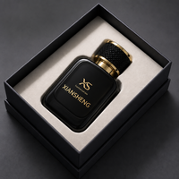 Flacon de parfum noir de luxe très vendu, 50 ml, flacon de parfum en verre, flacon de parfum carré personnalisé avec emballage en boîte