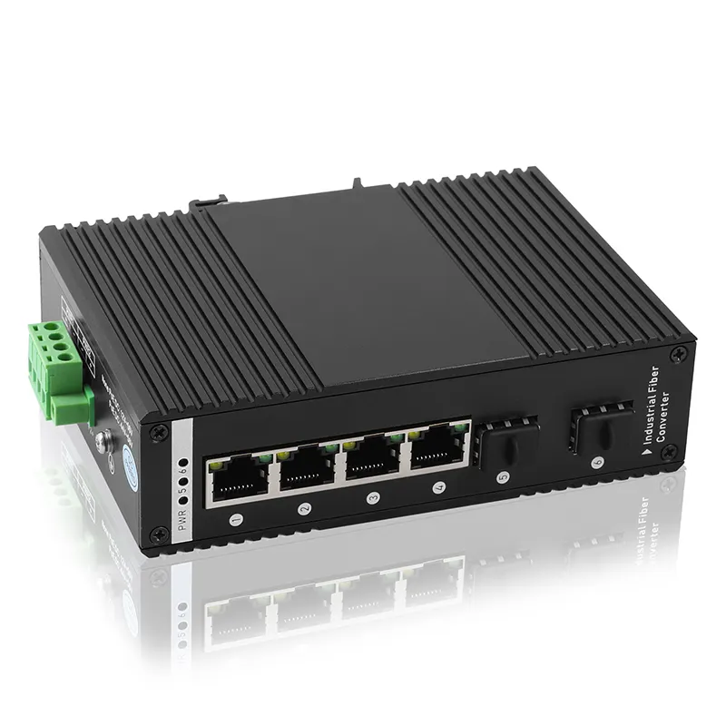 M804G-2SFP-I, sakelar industri terkelola Gigabit 4 gigabit RJ45 port dan 2*100/1000 slot serat SFP saklar wifi