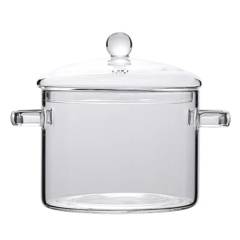 Hoge Borosilicaat Glazen Steelpan Kookpot Verdikte Glas Instant Noodle Pot Huishoudelijke Dubbele Oor Glazen Pot Open Vlam Veiligheid