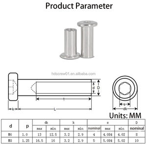 Bu Lông Đầu Nối Đồ Nội Thất Đầu Lục Giác Phẳng Bằng Thép Không Gỉ Bu Lông Và Đai Ốc Nẹp Thùng Ống M4 M6 <span class=keywords><strong>M8</strong></span> M12 Đai Ốc Đồ Nội Thất - Product Image 2