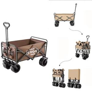 Heavy Duty Large Capacity <b>Foldable</b> Beach Shopping Utility <b>Cart</b> Collapsible 4-Wheel PVC Wheels OEM Customizable Outdoor Trolley - Product Image 2