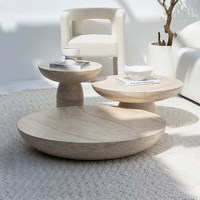 Ensemble de table basse de luxe pour la décoration de la maison, design moderne, table basse en marbre travertin de couleur nordique, en fibre de verre pour le salon
