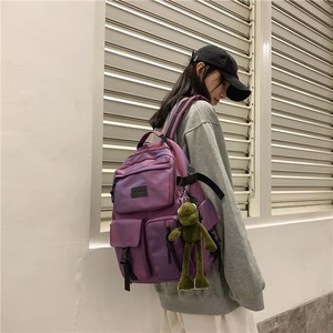 Green Softback <b>Backpack</b> 20-37L Unisex Casual Daily Use Waterproof Nylon Zipper Closure Arcuate Shoulder Strap - Product Image 5