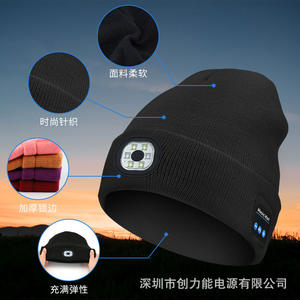 Nouveau chapeau de lumière de musique Bluetooth brillant multifonctionnel course de nuit en plein air équitation <span class=keywords><strong>lampe</strong></span> d'éclairage led bonnet en laine tricoté - Product Image 4