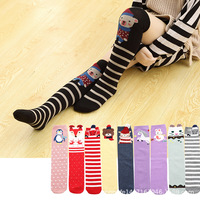 Chaussettes montantes pour jeunes filles, motif Baleine Color City, animaux de dessin animé, en coton peigné chaud, pour l'école