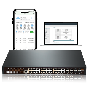 400W đầy đủ <span class=keywords><strong>Gigabit</strong></span> 24 PoE cổng + <span class=keywords><strong>4</strong></span> <span class=keywords><strong>RJ45</strong></span> cổng + <span class=keywords><strong>4</strong></span> 1000Mbps SFP cổng L2 quản lý PoE chuyển đổi quản lý bảo mật - Product Image 1