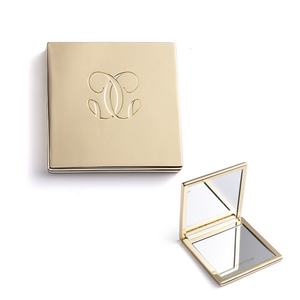 Velvet Pouch Packing Gold Plated Debossed Logo Fashion Hand Bag Cosmetic <b>Compact</b> <b>Mirror</b> - Product Image 1
