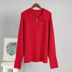 เสื้อสเวตเตอร์ผู้หญิงมีซิปที่หรูหราคอปกแบบพับได้ถักแบบสบายๆสำหรับฤดูใบไม้ร่วงและแฟชั่น - Product Image 4