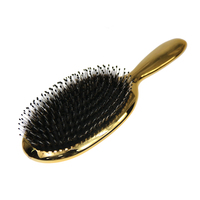 Brosse à cheveux en poils de nylon de sanglier antistatique pour placage de pagaie de galvanoplastie dorée Brosse à cheveux ionique de massage pour femmes