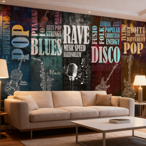 Rivestimento Murale in Tessuto Moderno Antistatico Impermeabile Effetto Graffiti <span class=keywords><strong>con</strong></span> Installazione Facile per Studio Musicale, Camera da Letto, Palestra - Product Image 1
