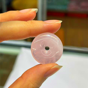 Colgante de Cuarzo <span class=keywords><strong>Rosa</strong></span> Natural Semiprecioso de 25mm con Forma de Donut y Agujero de 3mm, Abalorio para Hacer Joyas DIY - Product Image 4