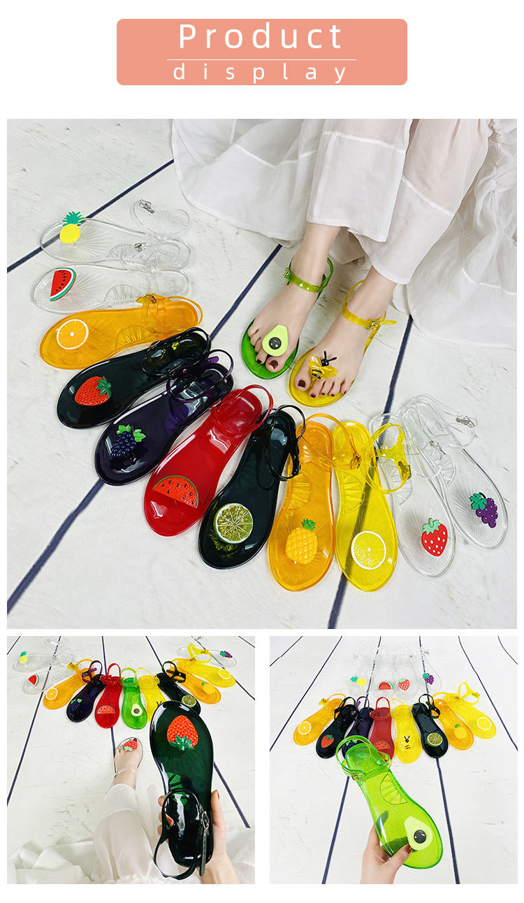 Custom Fruit Sandals Women's Non-slip Soft Bottomed Jelly Sandals Pineapple Beach Shoes