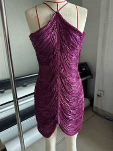 STOCK 두 가지 색상 홀터넥 술 여성 원피스 비치 미니 원피스 커버 업 - Product Image 2