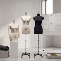 Maniquí de Sastre Resistente con Base Rodante Ajustable, Forma de Vestido Femenina de Medio Cuerpo para Enseñanza en Escuelas de Moda