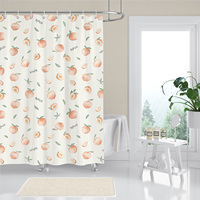 Schattig Allover Fruit Douchegordijn 180 X 180 cm Perzikroze Waterdicht Polyester Stof Sneldrogend Decoratie voor Badkamergordijn