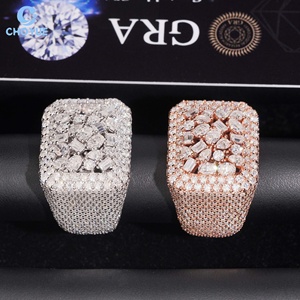 Anillo de Plata de Ley 925 con Moissanita VVS y Diamantes Multicorte, Estilo Hip Hop, Completamente Pavimentado, para Fiesta, Unisex - Product Image 4