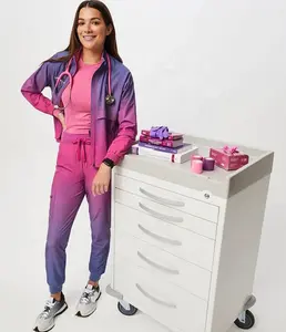 Schrubben Krankenschwesterjacke mit Logo individuelles Design modisch Anti-Falten medizinische Schrubben Uniforme Medico Mujer neuer Stil Personal lange Ärmel