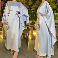 Abaya de Soirée de Haute Qualité pour Femmes de Dubaï, Robe Modeste Couleur Unie Ornée de Perles et Diamants pour l'Aïd et le Ramadan, Style Golfe Arabique