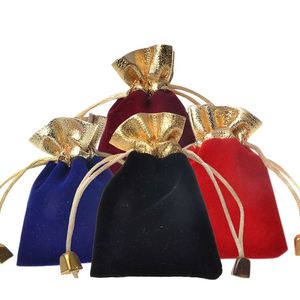 ถุงกำมะหยี่สีทองแบบใหม่ ขนาดเล็ก 7x9 ซม. สำหรับใส่เครื่องประดับ ต่างหู บรรจุภัณฑ์ 4 สี สำหรับงานแต่งงาน งานเลี้ยง - Product Image 1