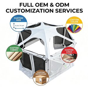 Tente pop-up pliable avec mât supérieur, grande capacité, espace <span class=keywords><strong>de</strong></span> camping avec parois latérales en Oxford enroulables - Product Image 2
